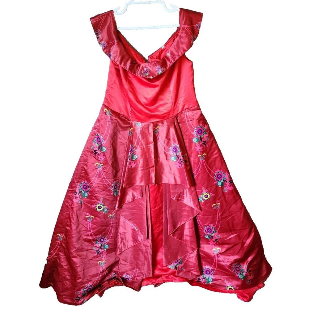 Elena Of Avalor Adult Women's Sleeveless Ball Gown Dress Costume Cosplay Red XL
